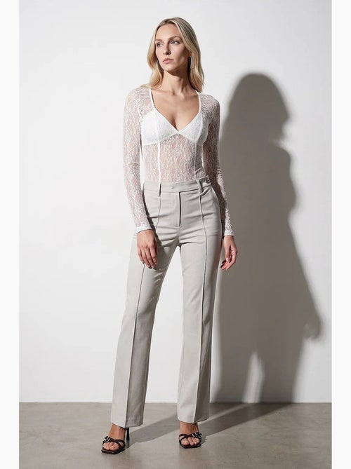 Pantalon femme large en crêpe, taille mi-haute dilvin - Kiabi