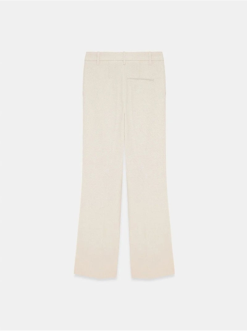 Pantalon femme large en crêpe, taille mi-haute dilvin Sable - Kiabi
