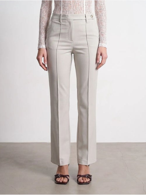 Pantalon femme large en crêpe, taille mi-haute dilvin - Kiabi