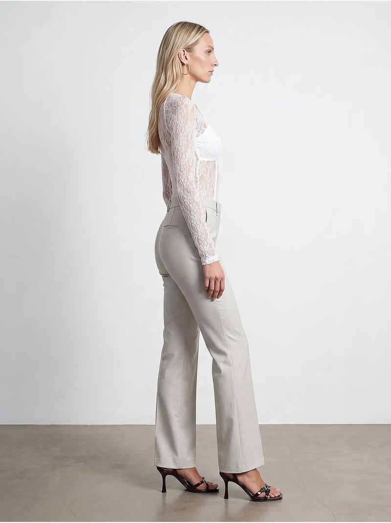 Pantalon femme large en crêpe, taille mi-haute dilvin Sable - Kiabi