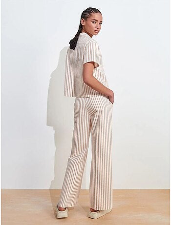 Pantalon femme large en lin à rayures dilvin