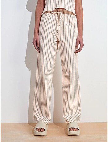 Pantalon femme large en lin à rayures dilvin