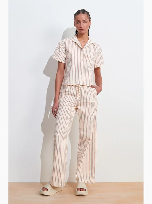 Pantalon femme large en lin à rayures dilvin - Kiabi Pantalon femme large en lin à rayures dilvin - Kiabi