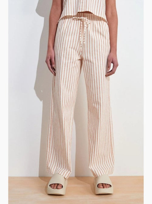 Pantalon femme large en lin à rayures dilvin - Kiabi Pantalon femme large en lin à rayures dilvin - Kiabi