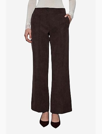 Pantalon femme large en simili cuir à taille haute dilvin