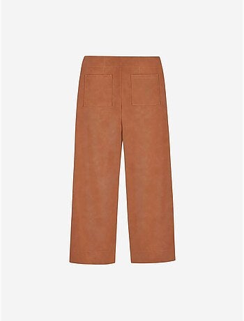 Pantalon femme large en simili cuir à taille haute dilvin