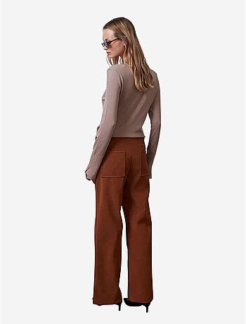 Pantalon femme large en simili cuir à taille haute dilvin