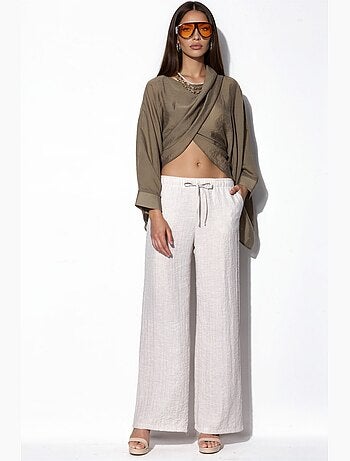 Pantalon femme large en tissu tissé busem
