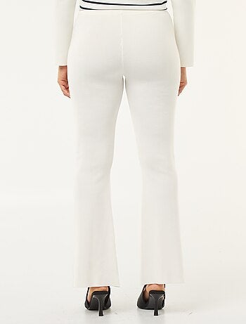 Pantalon large femme en maille lourde