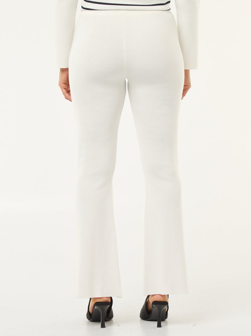 Pantalon femme maille lourde ample taille élastiquée Blanc - Kiabi