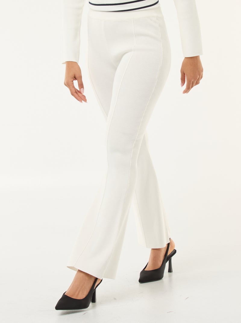 Pantalon femme maille lourde ample taille élastiquée Blanc - Kiabi