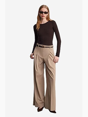 Pantalon femme palazzo en crêpe avec ceinture dilvin