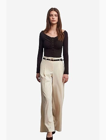 Pantalon femme palazzo en crêpe avec ceinture dilvin