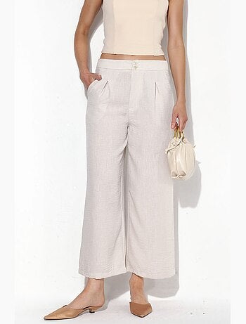 Pantalon femme taille haute à jambe large busem