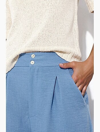 Pantalon femme taille haute à jambe large busem