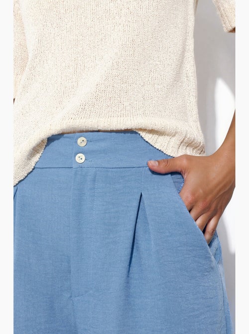 Pantalon femme taille haute à jambe large busem - Kiabi Pantalon femme taille haute à jambe large busem - Kiabi