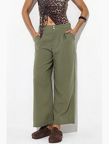 Pantalon femme taille haute à jambe large busem