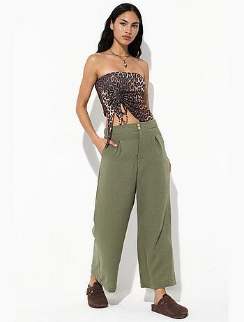 Pantalon femme taille haute à jambe large busem