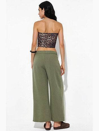 Pantalon femme taille haute à jambe large busem
