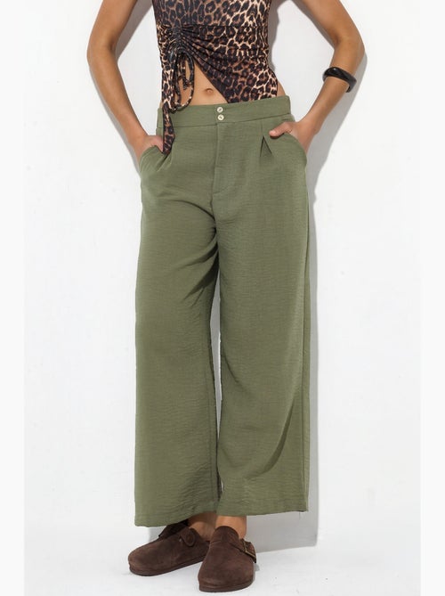 Pantalon femme taille haute à jambe large busem - Kiabi