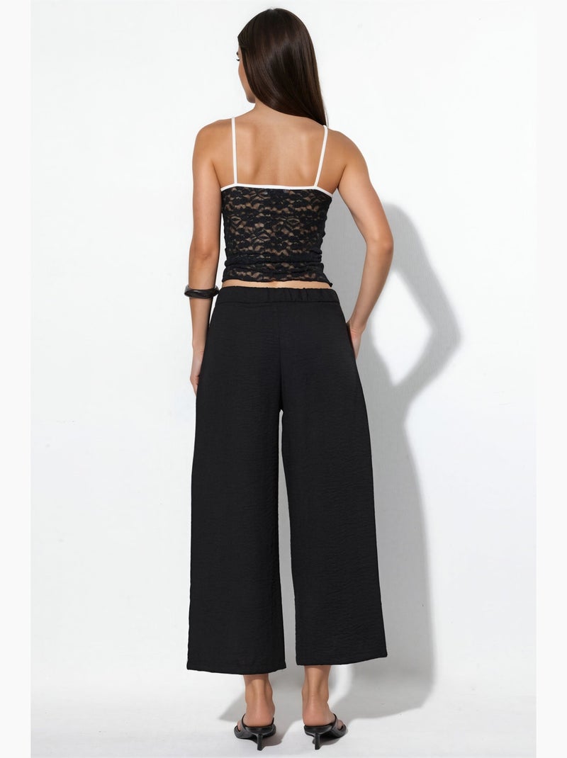Pantalon femme taille haute à jambe large busem Noir - Kiabi