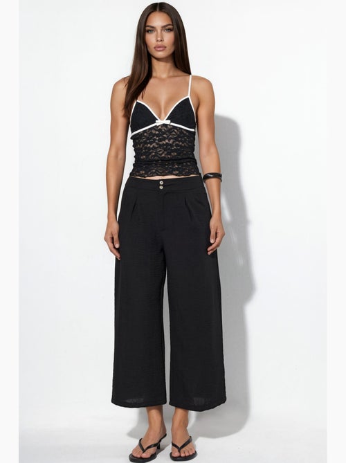 Pantalon femme taille haute à jambe large busem - Kiabi