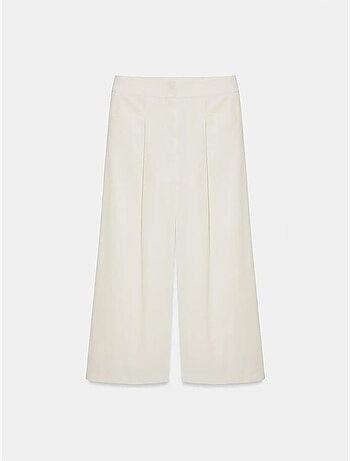Pantalon femme taille haute à jambe large et plis dilvin
