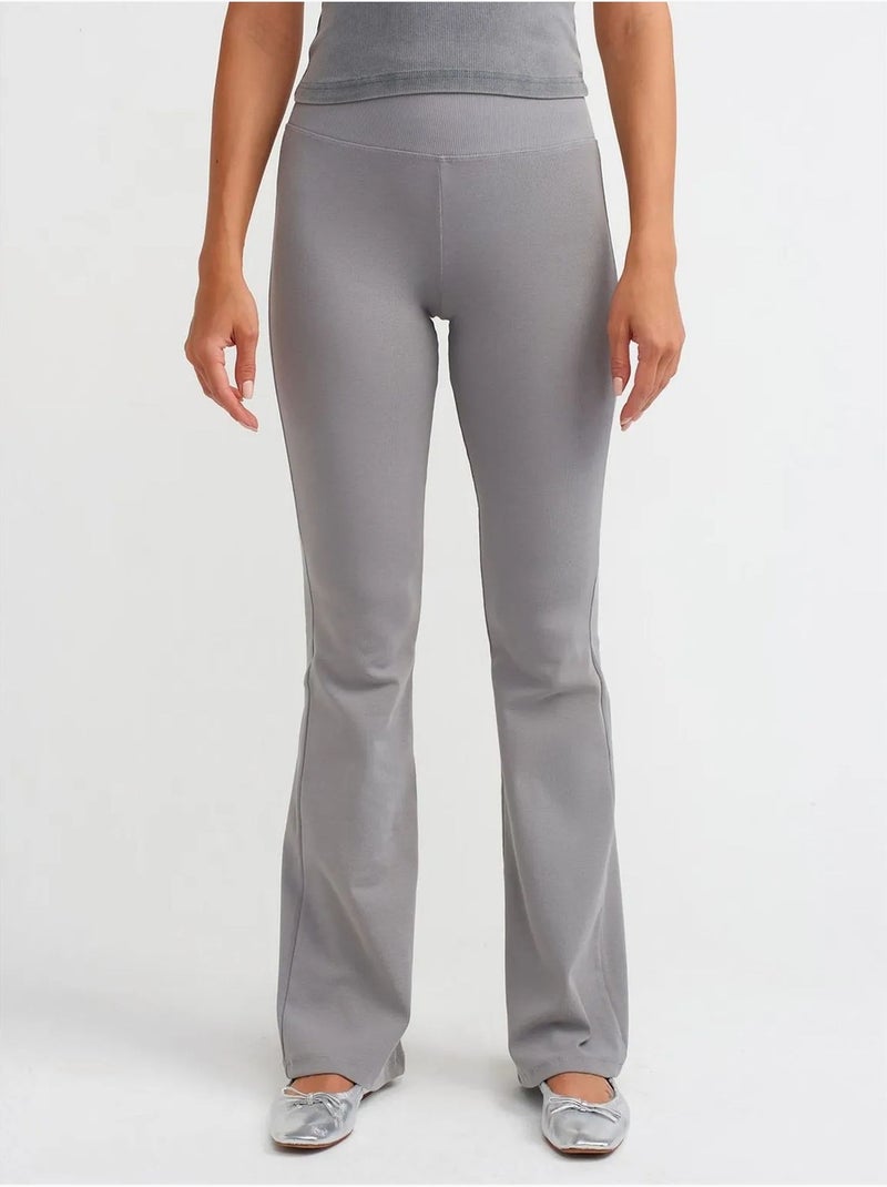 Pantalon femme taille haute à jambes évasées côtelé dilvin Gris - Kiabi