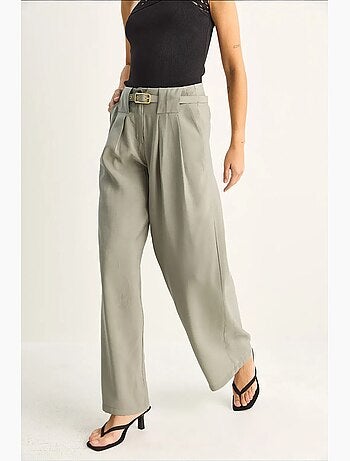 Pantalon femme taille haute ceinturé lucci