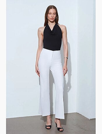 Pantalon femme taille haute évasé dilvin