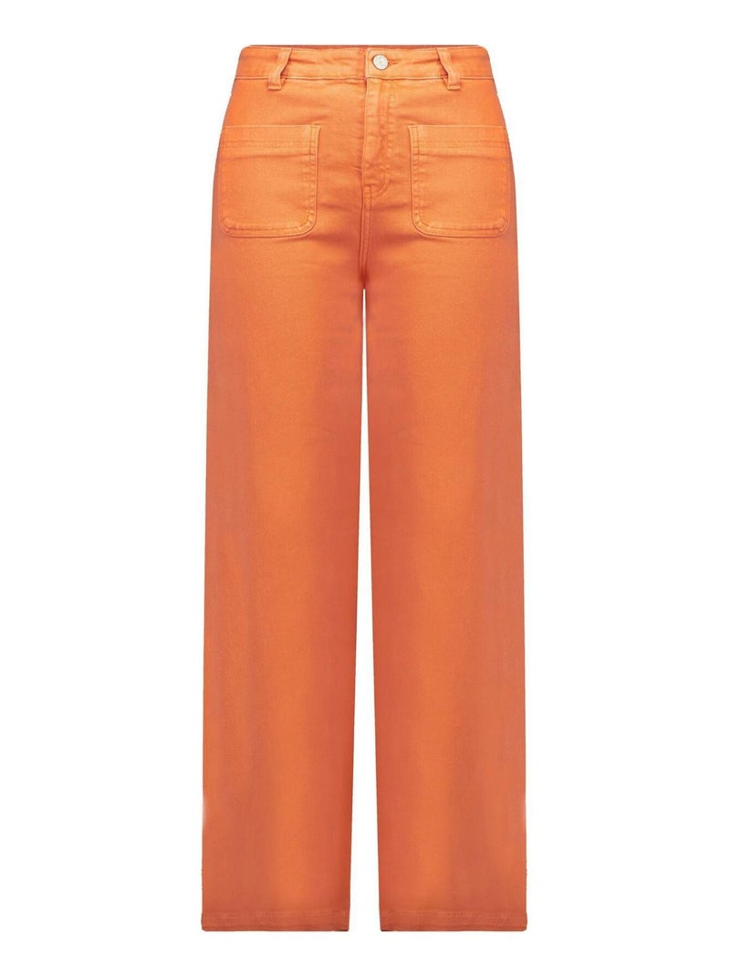 Pantalon femme wide leg en denim 'Deeluxe' Orange clémentine - Kiabi