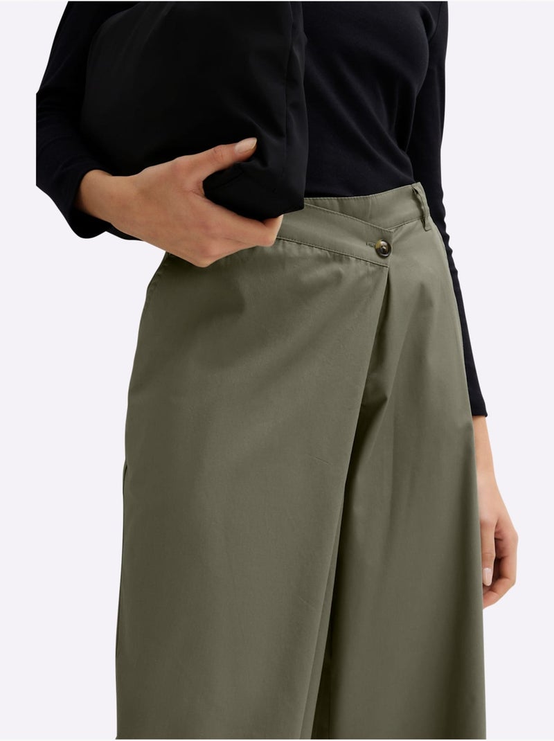 Pantalon Fermeture Boutonnée Asymétrique - Witt Kaki - Kiabi