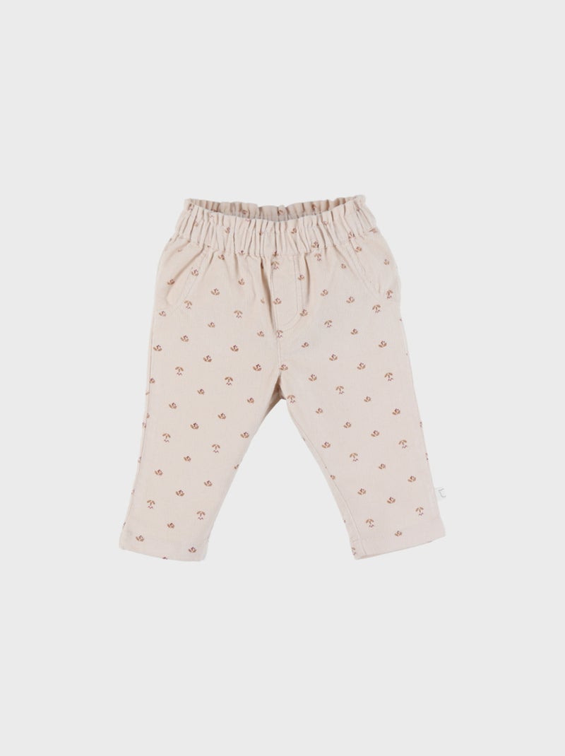 Pantalon fille velours côtelé motif nature Noukie's Rose - Kiabi