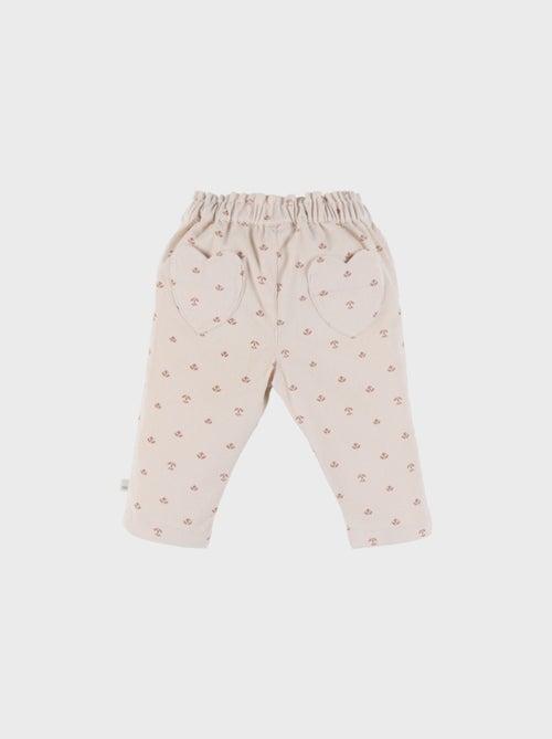 Pantalon fille velours côtelé motif nature Noukie's - Kiabi