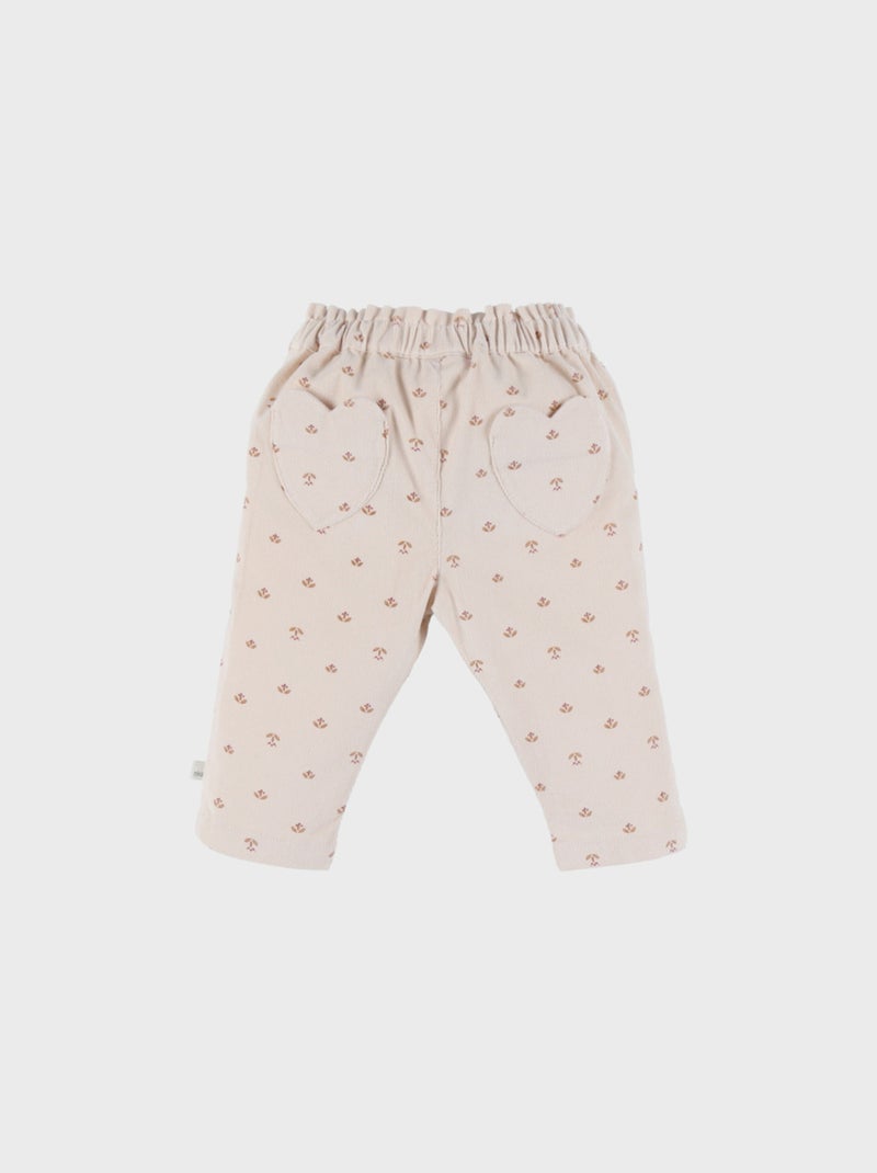Pantalon fille velours côtelé motif nature Noukie's Rose - Kiabi