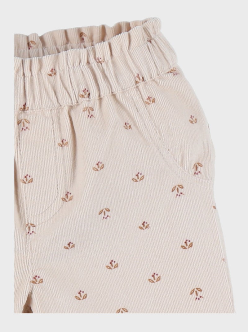 Pantalon fille velours côtelé motif nature Noukie's Rose - Kiabi