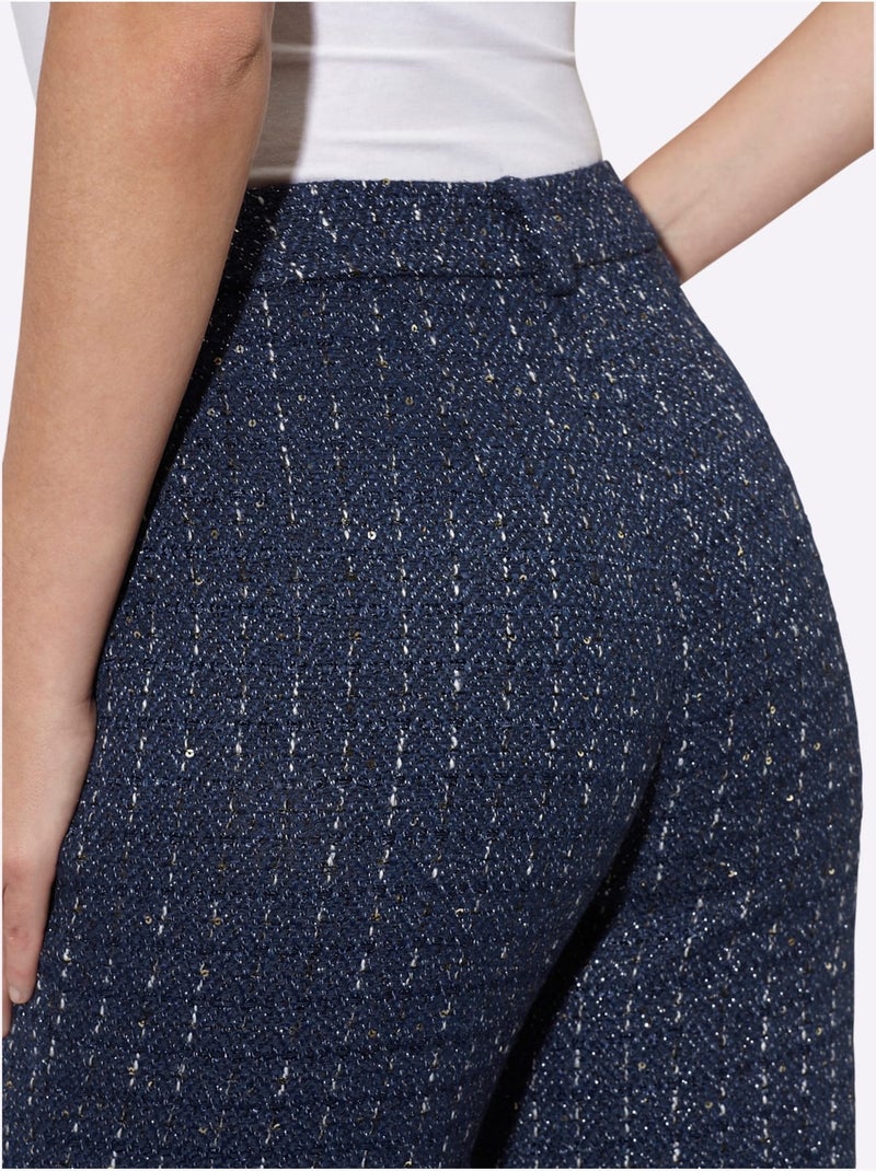 Pantalon fils métallisés tissés - taille standard - helline Bleu marine - Kiabi