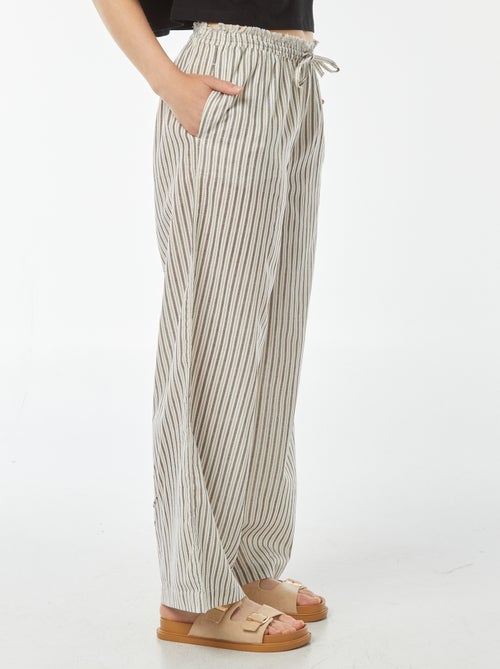 Pantalon fin rayé à franges - Kiabi