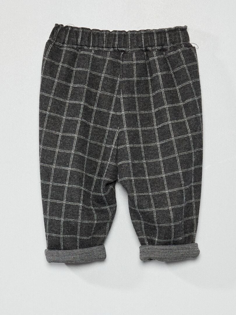 Pantalon flanelle à carreaux Gris - Kiabi