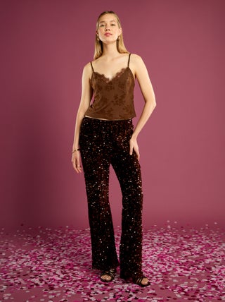 Pantalon flare à sequins
