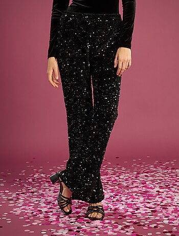 Pantalon flare à sequins