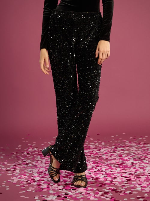 Pantalon flare à sequins - Kiabi
