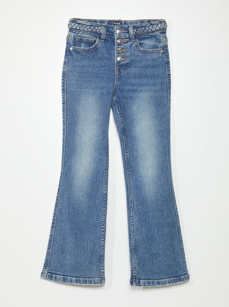 Pantalon flare avec ceinture stressée Bleu - Kiabi