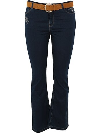 Pantalon flare brodé en coton PAPRIKA