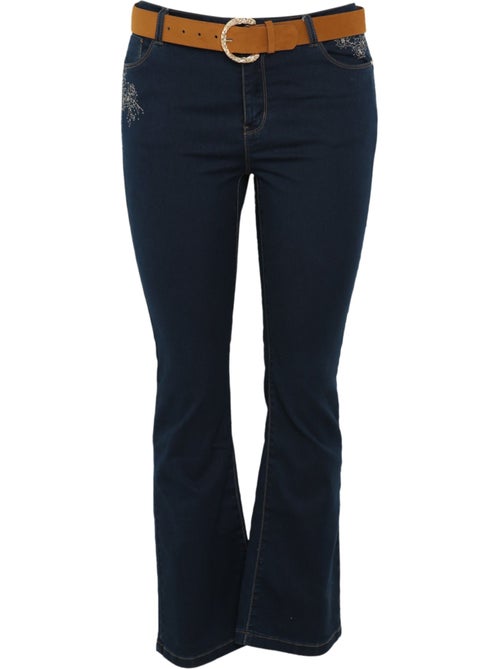 Pantalon flare brodé en coton PAPRIKA - Kiabi