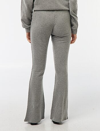Pantalon flare en coton stretch en maille doudou