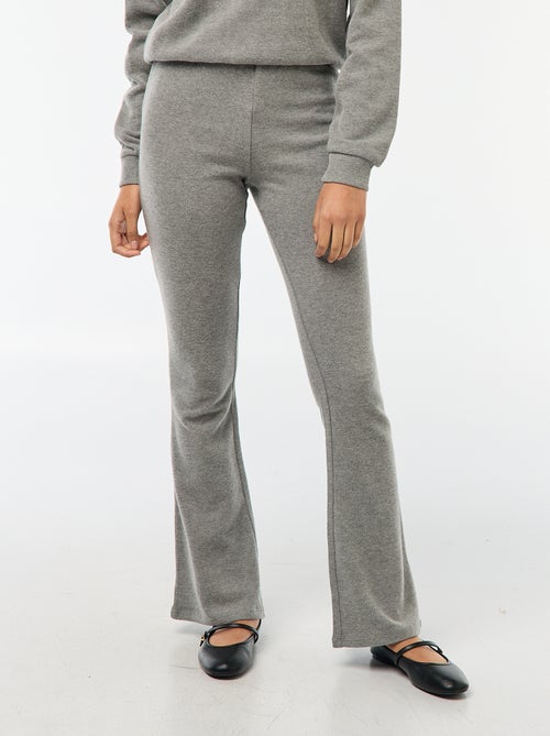 Pantalon flare en coton stretch en maille doudou - Kiabi