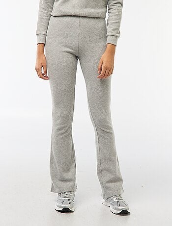 Pantalon flare en coton stretch en maille doudou