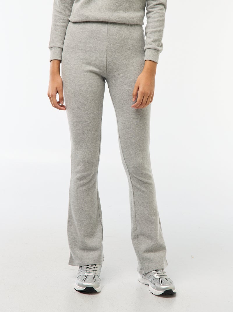 Pantalon flare en coton stretch en maille doudou Gris - Kiabi