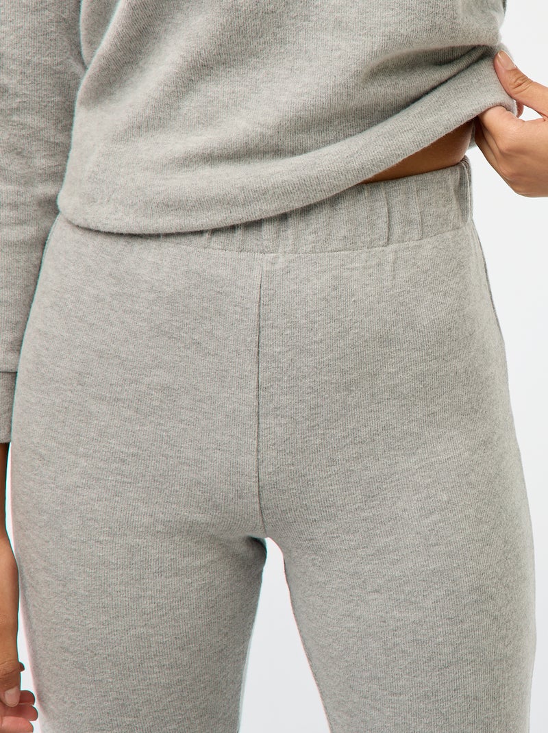 Pantalon flare en coton stretch en maille doudou Gris - Kiabi